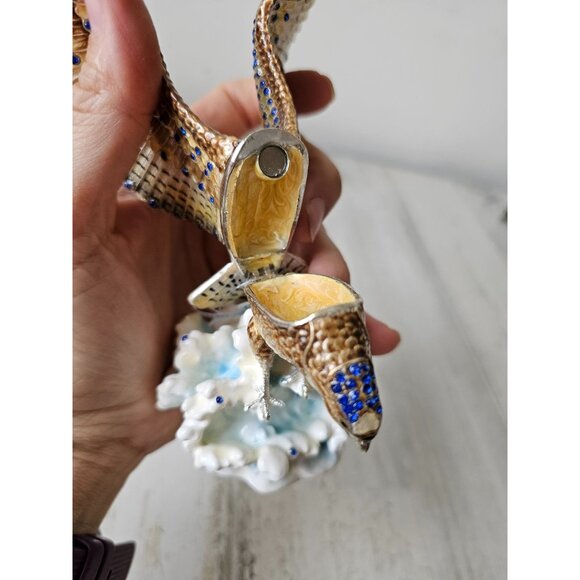 Kalifano hawk jeweled trinket jewelry box keepsake rhinestone bird waves unique - Picture 7 of 9